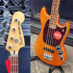 Fender – Mustang Bass PJPetit Shortscale polyvalent en finition Aged Natural 😎