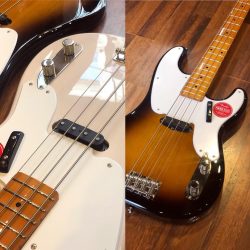 Elles sont réussies ces Squier Classic vibe ‘50s Précision Bass.😎En finition White Blonde ou 2 tons Sunburst.